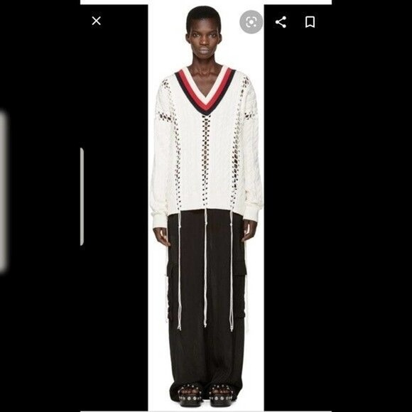 Alexander Wang Cricket Cable Knit Pullover Flights Lace Up Sweater White… - Picture 15 of 16